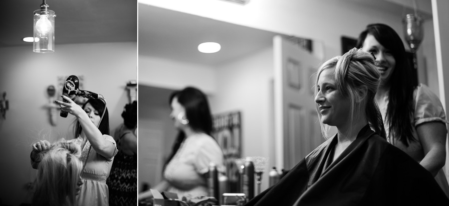 bride getting her hair done