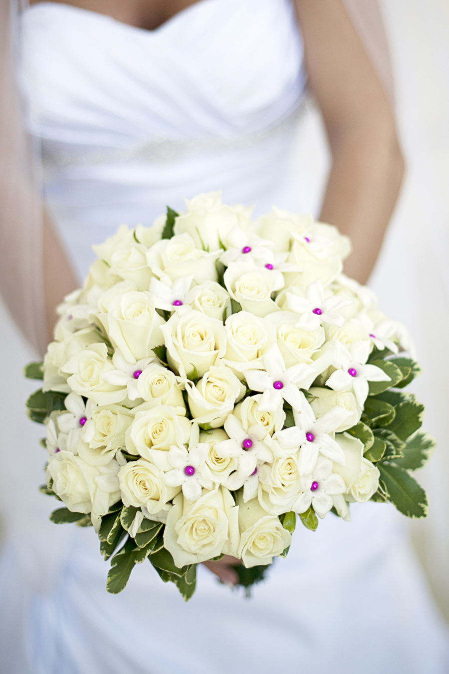 baltimore wedding photographer, white rose bouquet with hot pink pearl details, high heels, drop hoop diamond earrings, first look, martin's west