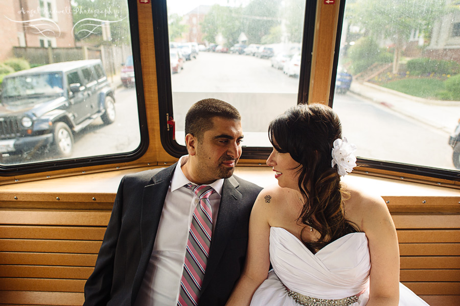 Just married couple on Annapolis trolley